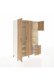 Kronos Dolap 5 Raflı 3 Çekmeceli Tek Askılı 132x59x195 Aytaşı-Çam/Çam