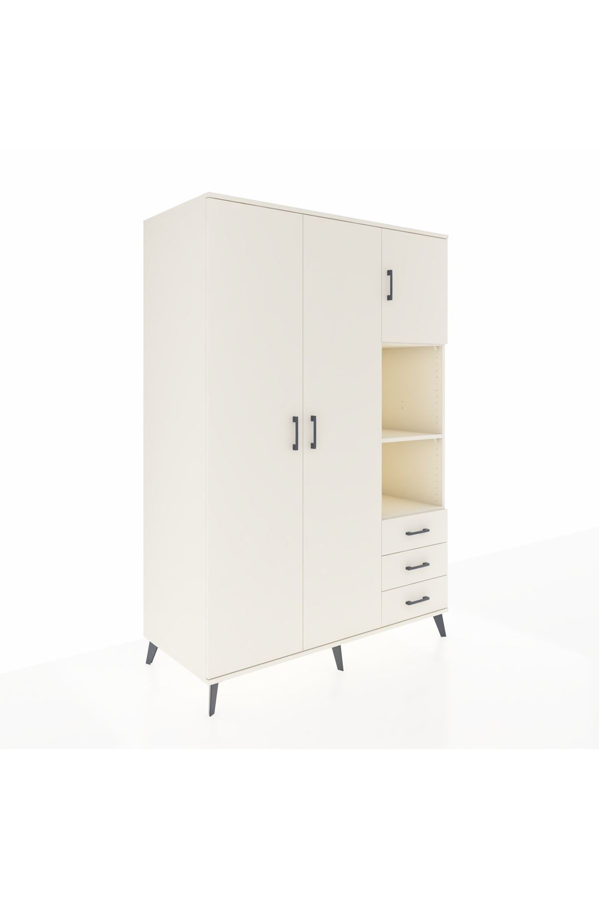 Kronos Dolap 5 Raflı 3 Çekmeceli Tek Askılı 132x59x195 Aytaşı-Aytaşı/Aytaşı