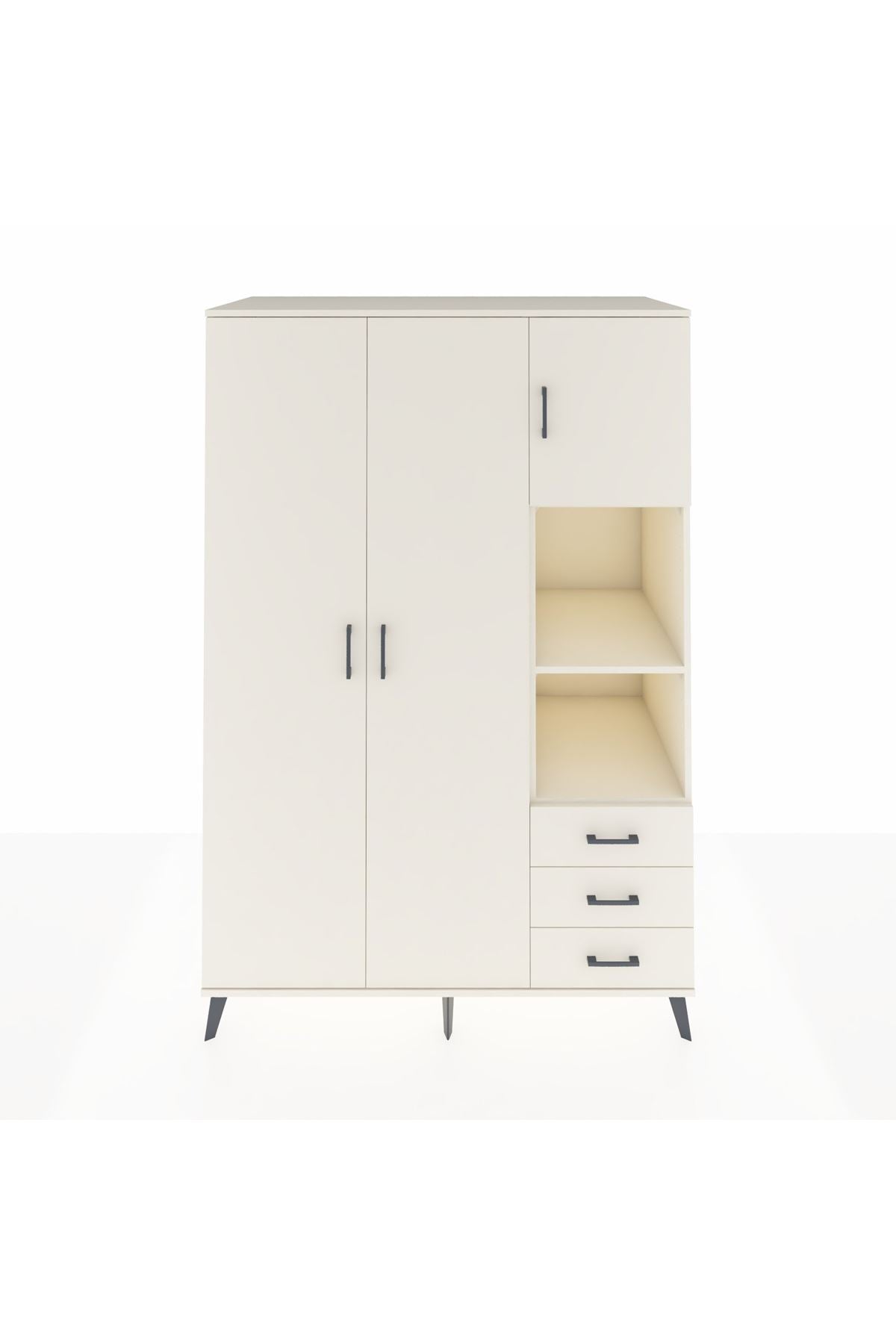 Kronos Dolap 5 Raflı 3 Çekmeceli Tek Askılı 132x59x195 Aytaşı-Aytaşı/Aytaşı