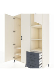 Kronos Dolap 5 Raflı 3 Çekmeceli Tek Askılı 132x59x195 Aytaşı-Aytaşı/Antrasit