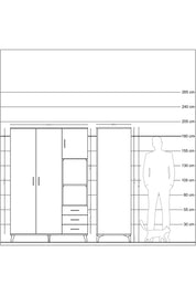 Kronos Dolap 5 Raflı 3 Çekmeceli Tek Askılı 132x59x195 Aytaşı-Aytaşı/Çam