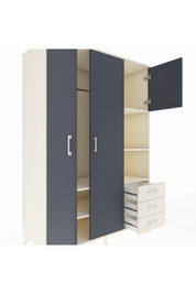 Kronos Dolap 5 Raflı 3 Çekmeceli Tek Askılı 132x59x195 Aytaşı-Antrasit/Aytaşı