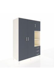 Kronos Dolap 5 Raflı 3 Çekmeceli Tek Askılı 132x59x195 Aytaşı-Antrasit/Antrasit