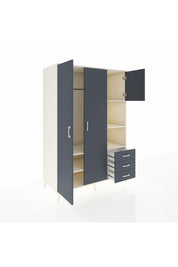 Kronos Dolap 5 Raflı 3 Çekmeceli Tek Askılı 132x59x195 Aytaşı-Antrasit/Antrasit