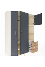 Kronos Dolap 5 Raflı 3 Çekmeceli Tek Askılı 132x59x195 Aytaşı-Antrasit/Çam