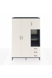 Kronos Dolap 5 Raflı 3 Çekmeceli Tek Askılı 132x59x195 Antrasit-Aytaşı/Aytaşı