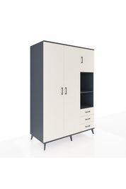 Kronos Dolap 5 Raflı 3 Çekmeceli Tek Askılı 132x59x195 Antrasit-Aytaşı/Aytaşı