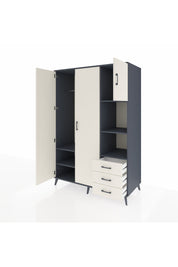 Kronos Dolap 5 Raflı 3 Çekmeceli Tek Askılı 132x59x195 Antrasit-Aytaşı/Aytaşı