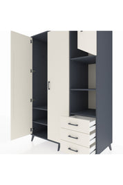 Kronos Dolap 5 Raflı 3 Çekmeceli Tek Askılı 132x59x195 Antrasit-Aytaşı/Aytaşı