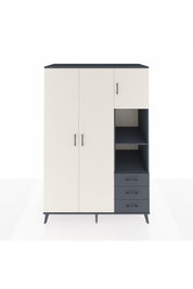 Kronos Dolap 5 Raflı 3 Çekmeceli Tek Askılı 132x59x195 Antrasit-Aytaşı/Antrasit