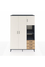 Kronos Dolap 5 Raflı 3 Çekmeceli Tek Askılı 132x59x195 Antrasit-Aytaşı/Çam