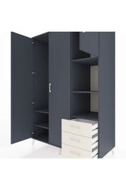 Kronos Dolap 5 Raflı 3 Çekmeceli Tek Askılı 132x59x195 Antrasit-Antrasit/Aytaşı