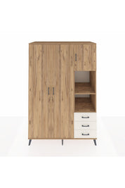 Kronos Dolap 5 Raflı 3 Çekmeceli Tek Askılı 132x59x195 Çam-Çam/Aytaşı