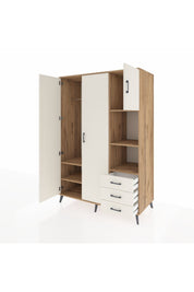 Kronos Dolap 5 Raflı 3 Çekmeceli Tek Askılı 132x59x195 Çam-Aytaşı/Aytaşı