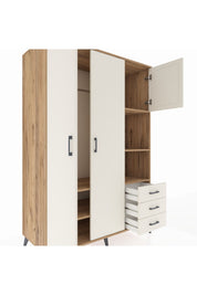 Kronos Dolap 5 Raflı 3 Çekmeceli Tek Askılı 132x59x195 Çam-Aytaşı/Aytaşı