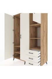 Kronos Dolap 5 Raflı 3 Çekmeceli Tek Askılı 132x59x195 Çam-Aytaşı/Aytaşı