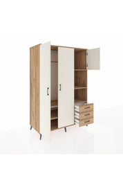 Kronos Dolap 5 Raflı 3 Çekmeceli Tek Askılı 132x59x195 Çam-Aytaşı/Çam