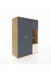 Kronos Dolap 5 Raflı 3 Çekmeceli Tek Askılı 132x59x195 Çam-Antrasit/Aytaşı