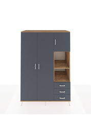 Kronos Dolap 5 Raflı 3 Çekmeceli Tek Askılı 132x59x195 Çam-Antrasit/Antrasit