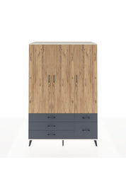 Kronos Dolap 5 Raflı 5 Çekmeceli Tek Askılı 132x59x195 Aytaşı-Çam/Antrasit