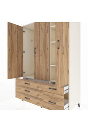 Kronos Dolap 5 Raflı 5 Çekmeceli Tek Askılı 132x59x195 Aytaşı-Çam/Çam