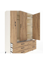 Kronos Dolap 5 Raflı 5 Çekmeceli Tek Askılı 132x59x195 Aytaşı-Çam/Çam