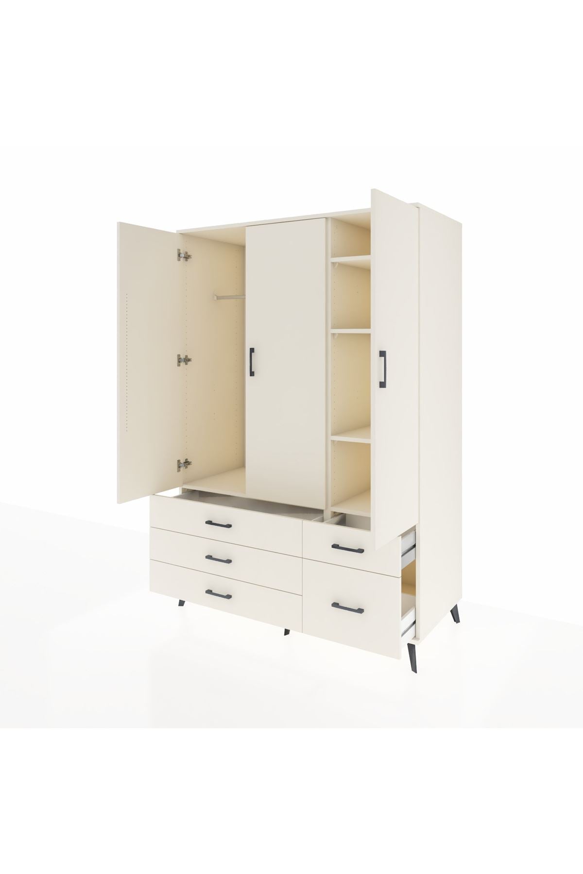 Kronos Dolap 5 Raflı 5 Çekmeceli Tek Askılı 132x59x195 Aytaşı-Aytaşı/Aytaşı