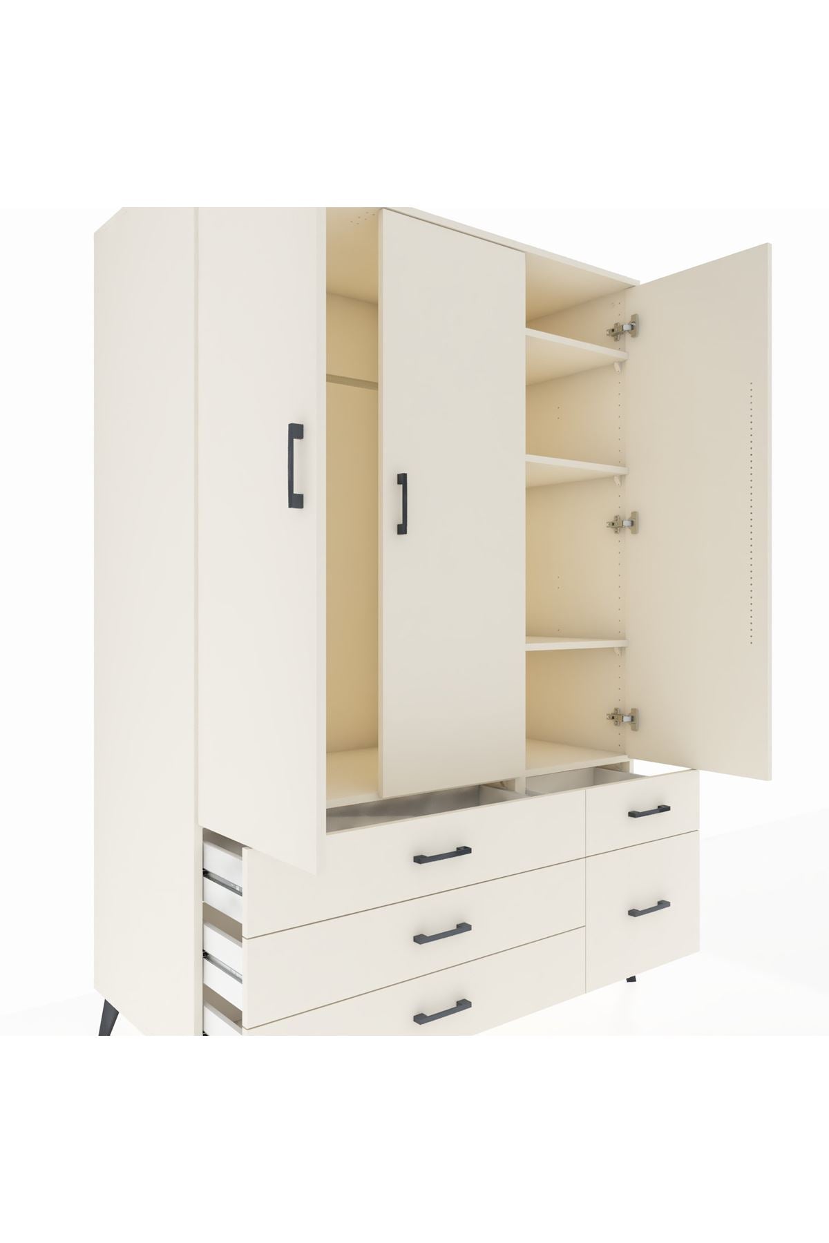 Kronos Dolap 5 Raflı 5 Çekmeceli Tek Askılı 132x59x195 Aytaşı-Aytaşı/Aytaşı