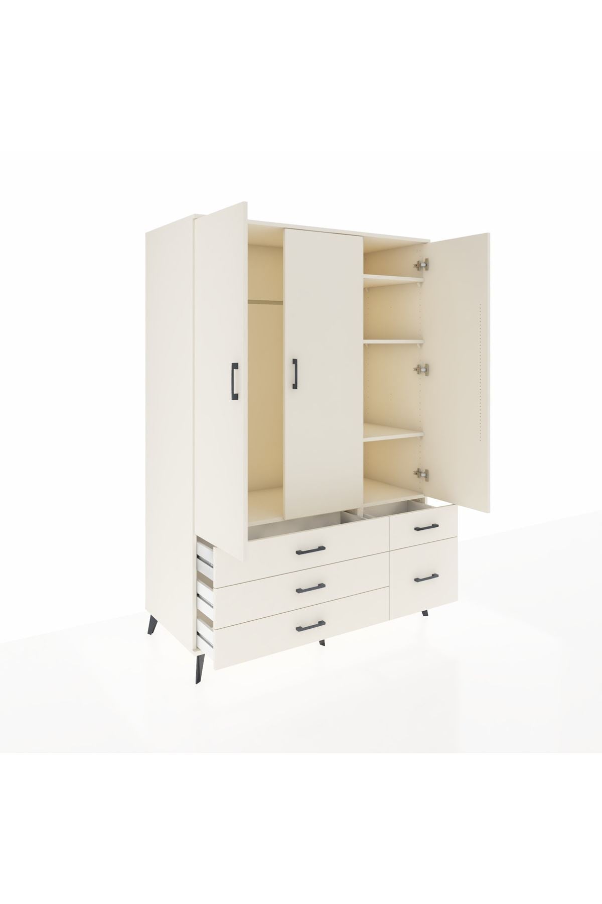 Kronos Dolap 5 Raflı 5 Çekmeceli Tek Askılı 132x59x195 Aytaşı-Aytaşı/Aytaşı