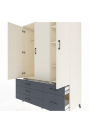 Kronos Dolap 5 Raflı 5 Çekmeceli Tek Askılı 132x59x195 Aytaşı-Aytaşı/Antrasit