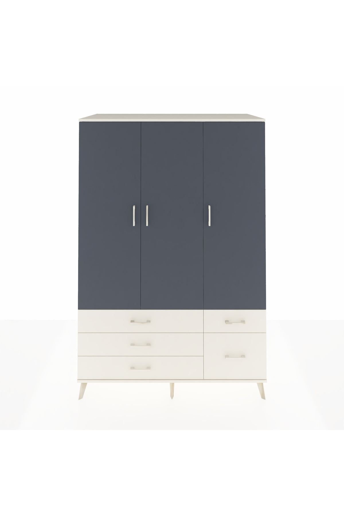 Kronos Dolap 5 Raflı 5 Çekmeceli Tek Askılı 132x59x195 Aytaşı-Antrasit/Aytaşı