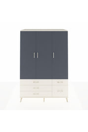 Kronos Dolap 5 Raflı 5 Çekmeceli Tek Askılı 132x59x195 Aytaşı-Antrasit/Aytaşı