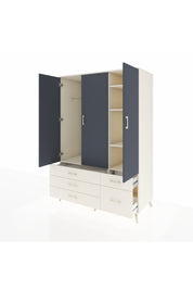 Kronos Dolap 5 Raflı 5 Çekmeceli Tek Askılı 132x59x195 Aytaşı-Antrasit/Aytaşı