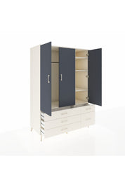 Kronos Dolap 5 Raflı 5 Çekmeceli Tek Askılı 132x59x195 Aytaşı-Antrasit/Aytaşı