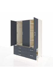 Kronos Dolap 5 Raflı 5 Çekmeceli Tek Askılı 132x59x195 Aytaşı-Antrasit/Antrasit