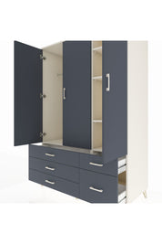 Kronos Dolap 5 Raflı 5 Çekmeceli Tek Askılı 132x59x195 Aytaşı-Antrasit/Antrasit