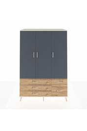 Kronos Dolap 5 Raflı 5 Çekmeceli Tek Askılı 132x59x195 Aytaşı-Antrasit/Çam