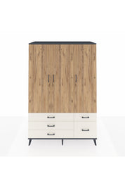 Kronos Dolap 5 Raflı 5 Çekmeceli Tek Askılı 132x59x195 Antrasit-Çam/Aytaşı