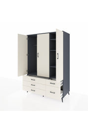 Kronos Dolap 5 Raflı 5 Çekmeceli Tek Askılı 132x59x195 Antrasit-Aytaşı/Aytaşı