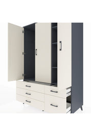 Kronos Dolap 5 Raflı 5 Çekmeceli Tek Askılı 132x59x195 Antrasit-Aytaşı/Aytaşı