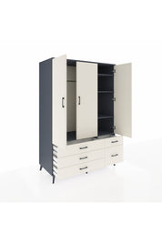 Kronos Dolap 5 Raflı 5 Çekmeceli Tek Askılı 132x59x195 Antrasit-Aytaşı/Aytaşı