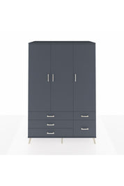 Kronos Dolap 5 Raflı 5 Çekmeceli Tek Askılı 132x59x195 Antrasit-Antrasit/Antrasit