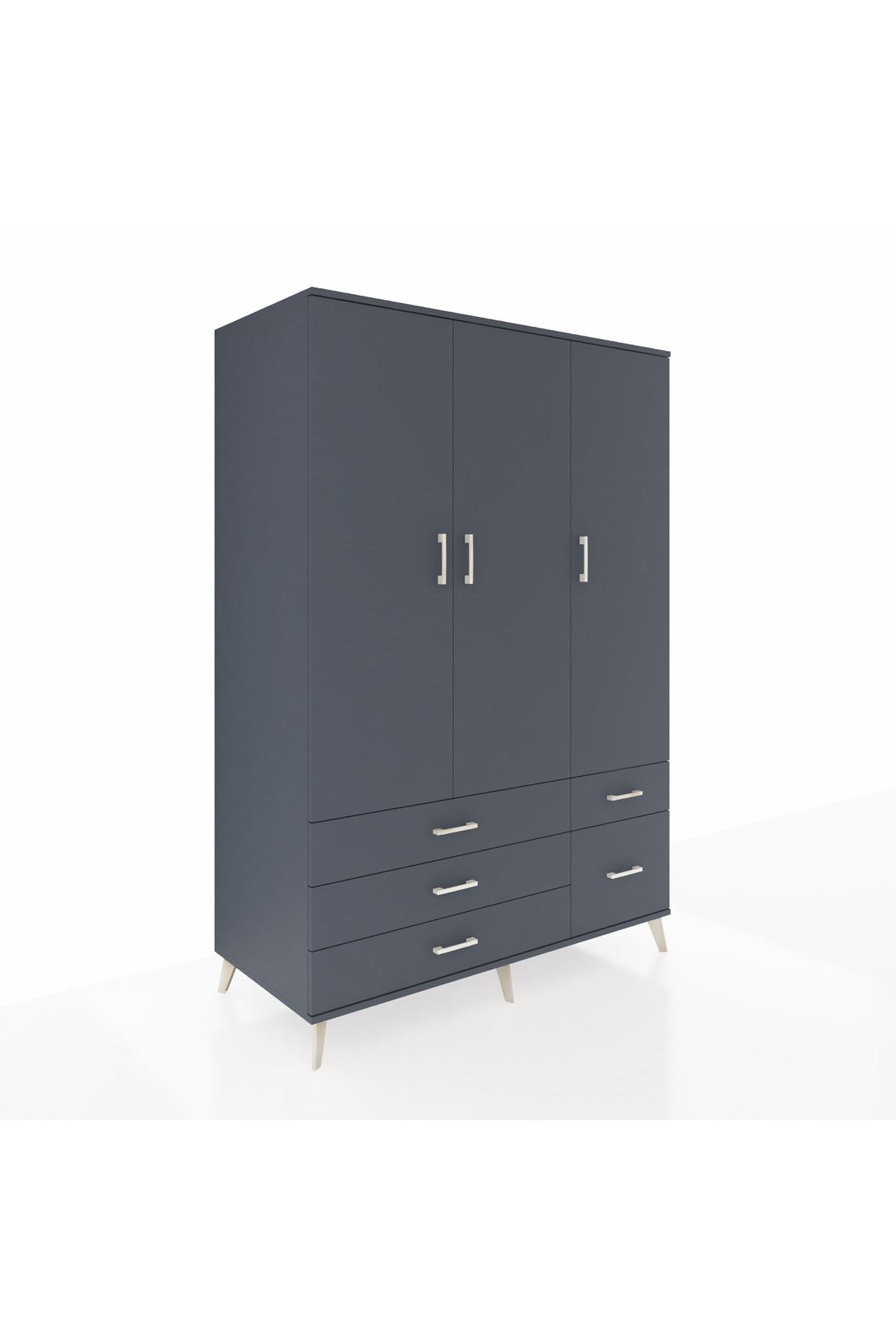 Kronos Dolap 5 Raflı 5 Çekmeceli Tek Askılı 132x59x195 Antrasit-Antrasit/Antrasit