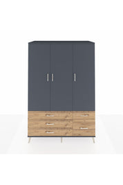 Kronos Dolap 5 Raflı 5 Çekmeceli Tek Askılı 132x59x195 Antrasit-Antrasit/Çam