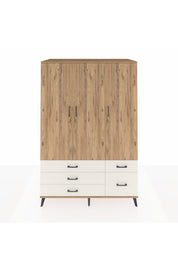 Kronos Dolap 5 Raflı 5 Çekmeceli Tek Askılı 132x59x195 Çam-Çam/Aytaşı