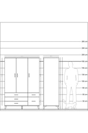 Kronos Dolap 5 Raflı 5 Çekmeceli Tek Askılı 132x59x195 Çam-Çam/Aytaşı