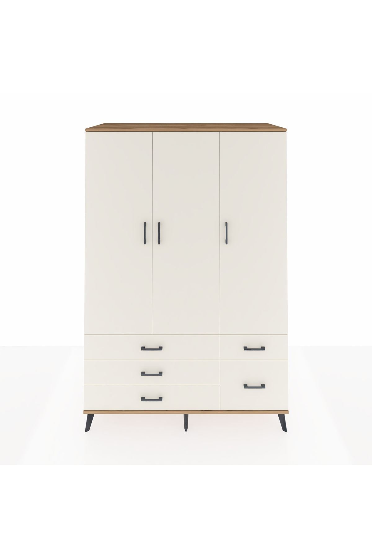 Kronos Dolap 5 Raflı 5 Çekmeceli Tek Askılı 132x59x195 Çam-Aytaşı/Aytaşı