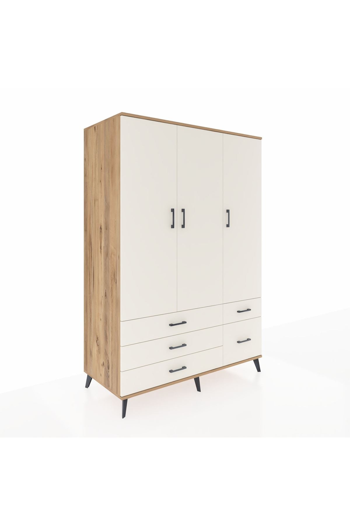 Kronos Dolap 5 Raflı 5 Çekmeceli Tek Askılı 132x59x195 Çam-Aytaşı/Aytaşı