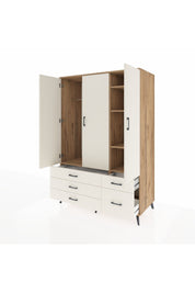 Kronos Dolap 5 Raflı 5 Çekmeceli Tek Askılı 132x59x195 Çam-Aytaşı/Aytaşı