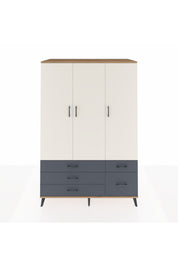 Kronos Dolap 5 Raflı 5 Çekmeceli Tek Askılı 132x59x195 Çam-Aytaşı/Antrasit